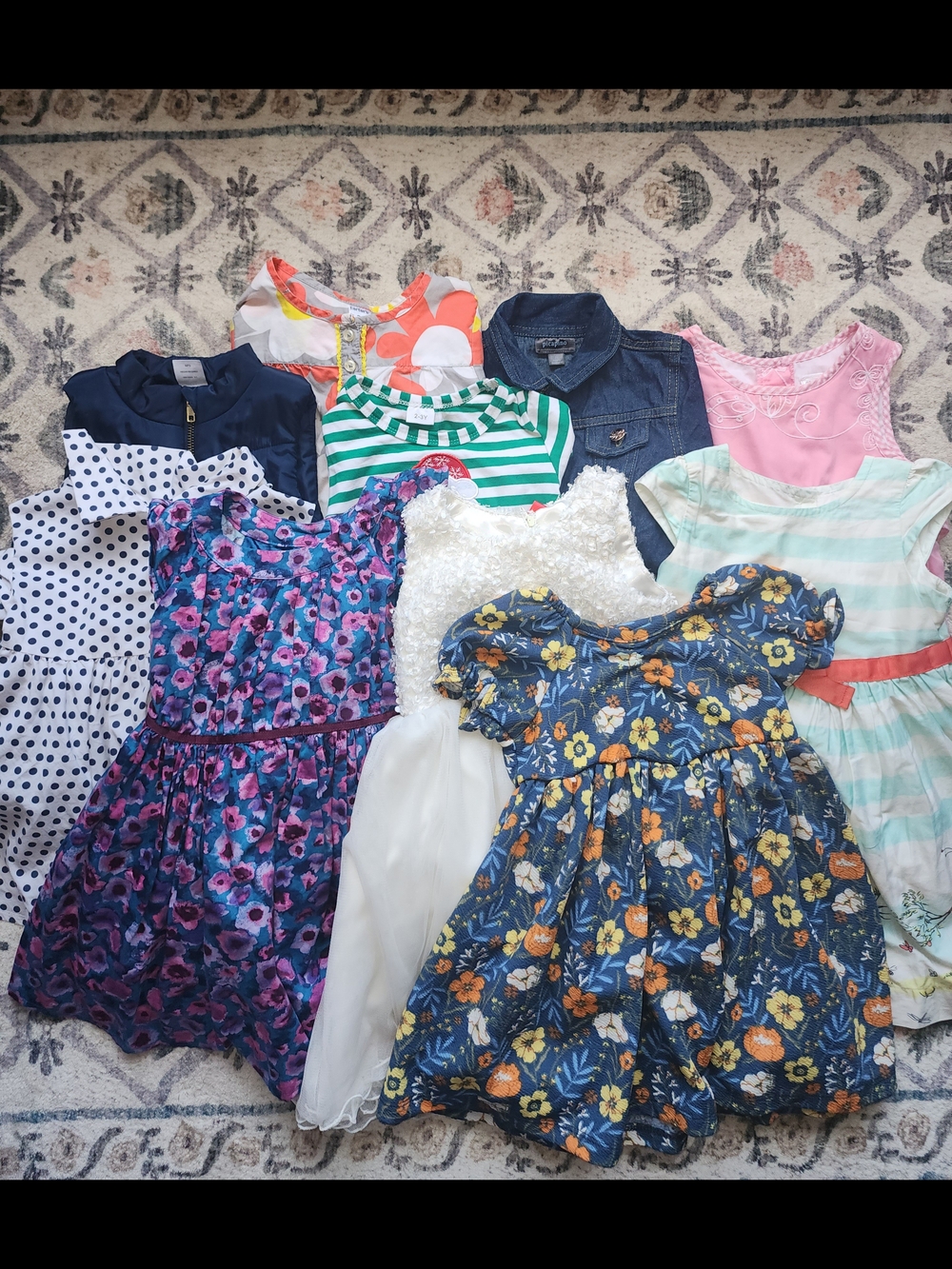 Assorted Girls' Floral and Striped Dresses And Tops 10 Pc Mix LOT Clothing Sz 3T